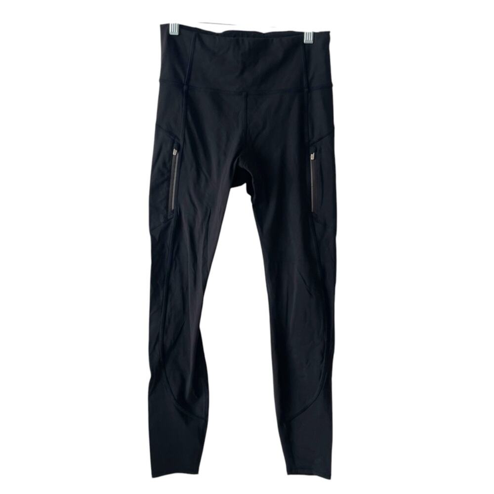 Athleta Ranier High Rise Leggings | Black | Small Zipper Pockets